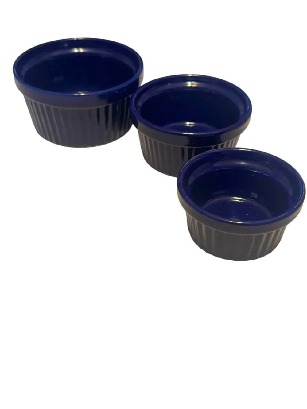 Set Of 3 Royal Norfolk Navy Blue Ceramic Ramekins